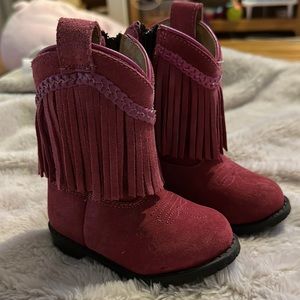 Pink cowgirl boots with fringe/ never worn